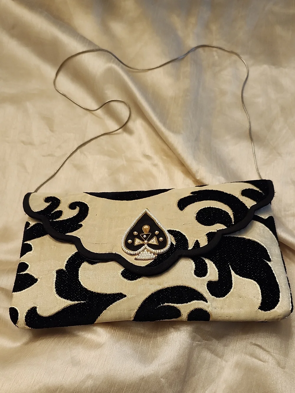 Pulnermacher Stunning Rare Vintage Black/Cream Jacquard Shoulder Bag/Clutch, $85